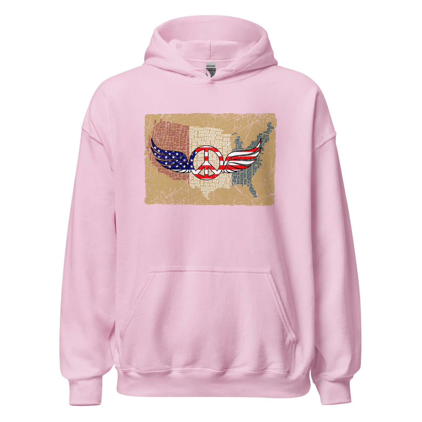 Vintage Red White Blue Peace Wings Symbol Unisex Light Hoodie