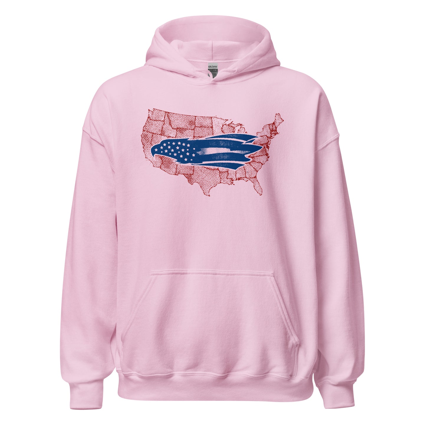 Veterans Gift Patriotic American Eagle USA Map Unisex Light Hoodie