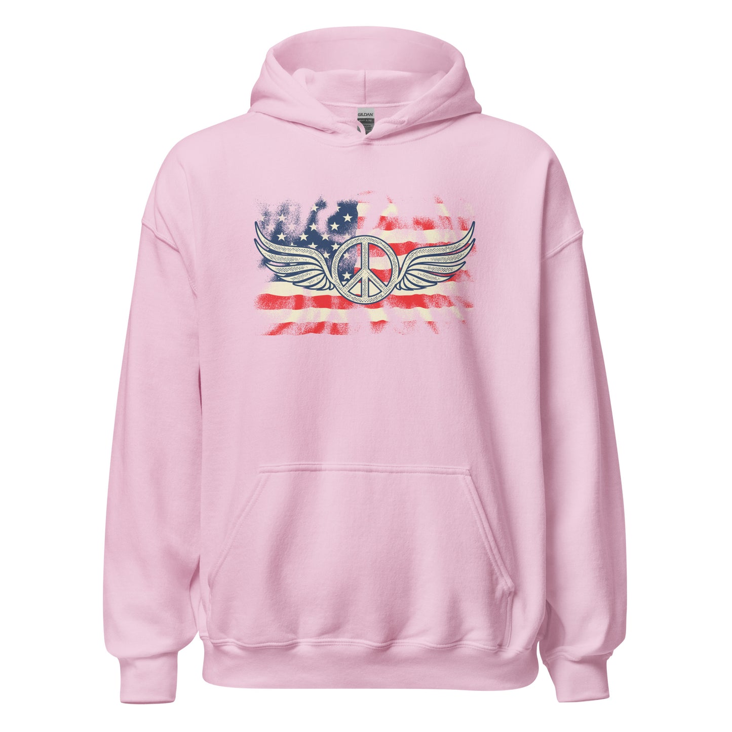 Military American Patriots Distressed Peace Sign Unisex Light Hoodie