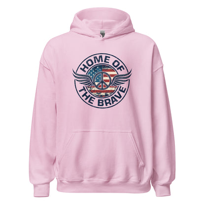 Home Of The Brave Vintage Military Veteran Unisex Light Hoodie