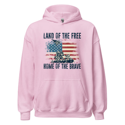 Vintage Land Of The Free Home Of The Brave Unisex Light Hoodie