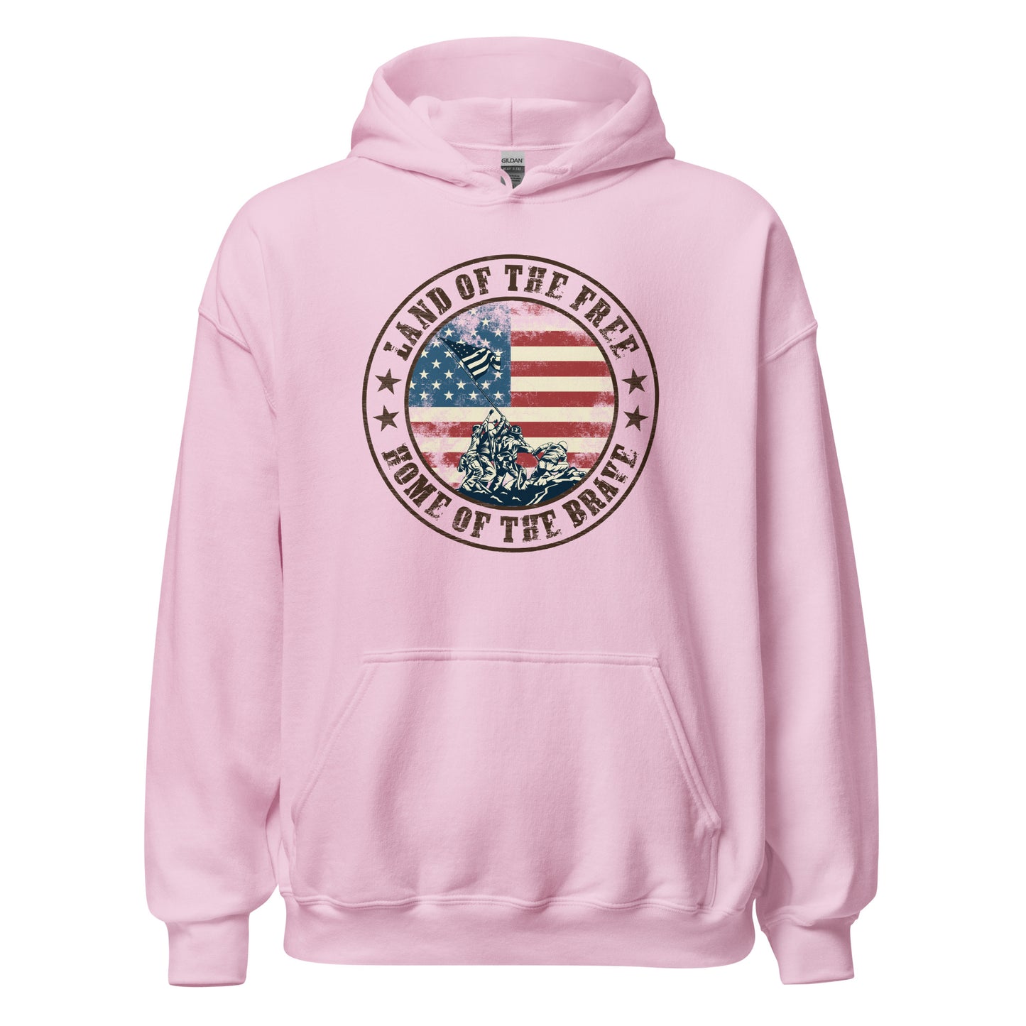 Land Of The Free Home Of The Brave Military Patriot Unisex Light Hoodie