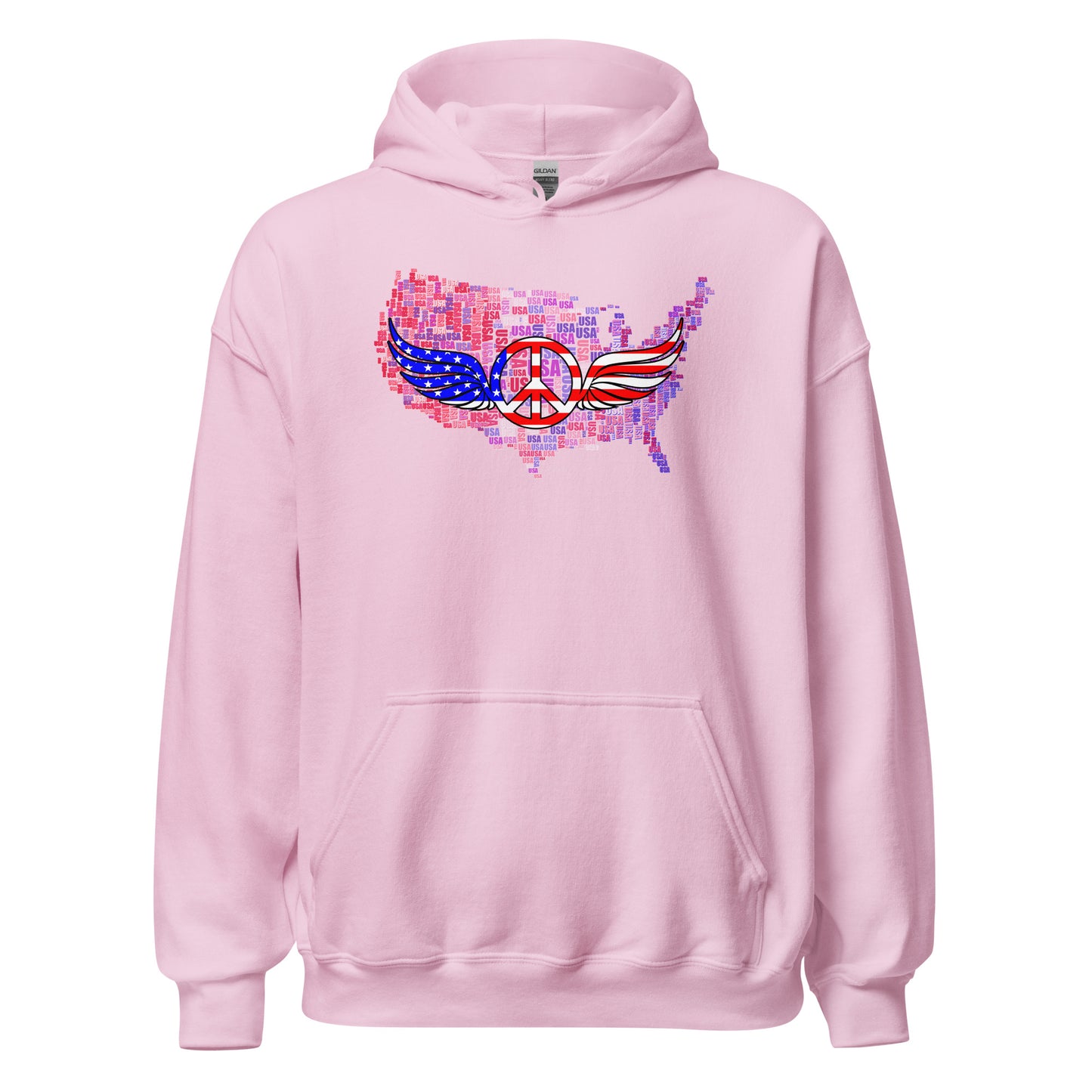 We The People Peace Wings Signs USA Map Unisex Light Hoodie