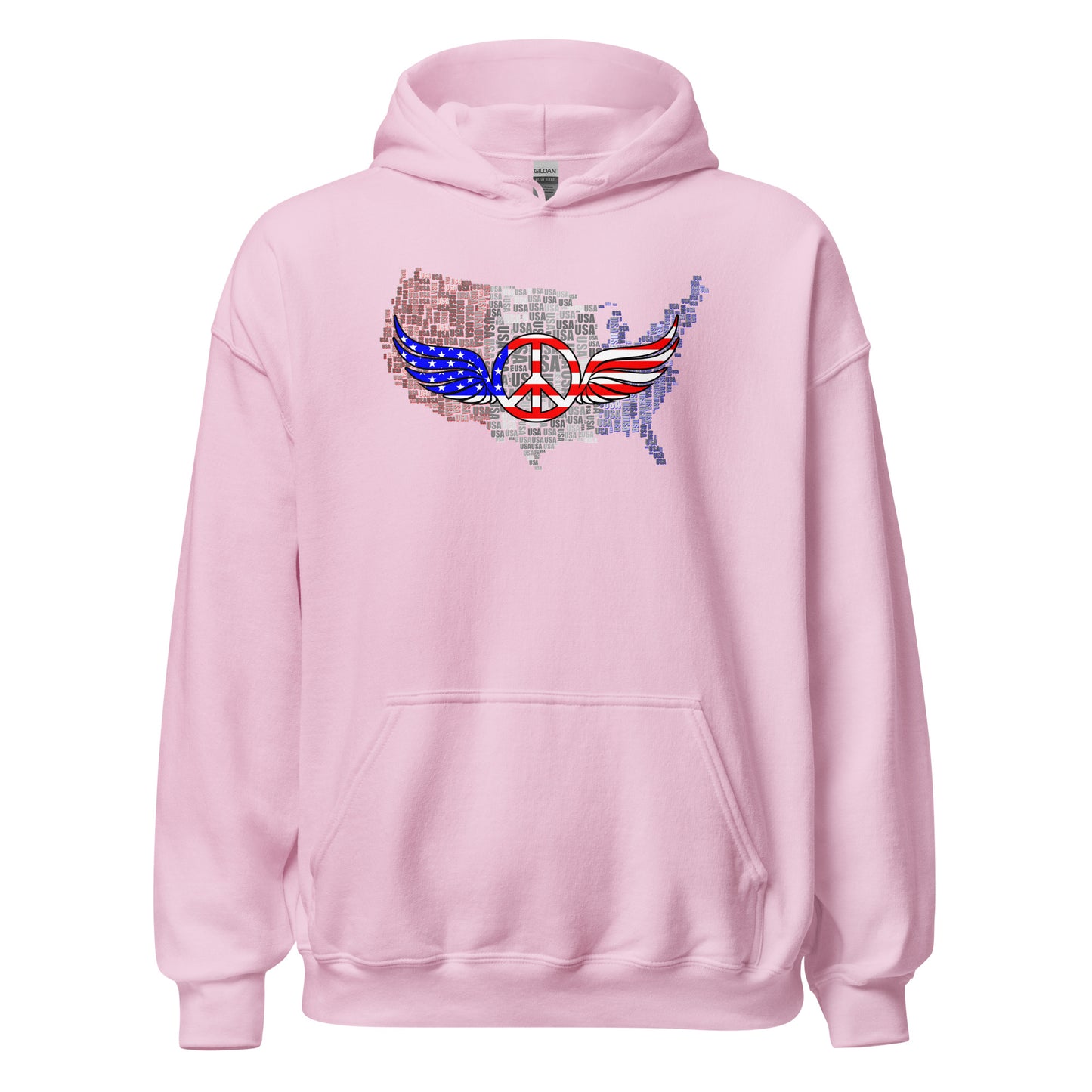 Patriotic T-Shirt USA Flag Peace With Wings Symbol Unisex Light Hoodie