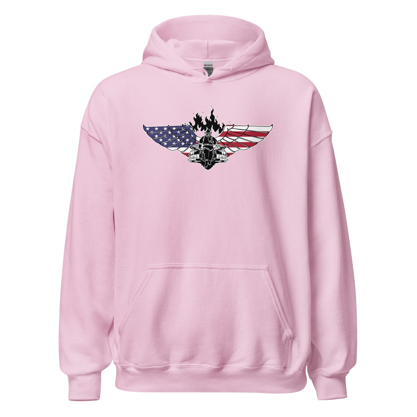 American Patriotic Firefighter Hero Dedication Unisex Light Hoodie