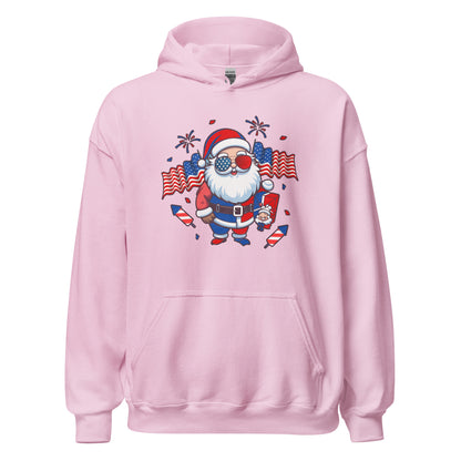 Patriotic Santa Claus USA Military Veteran Xmas Unisex Light Hoodie