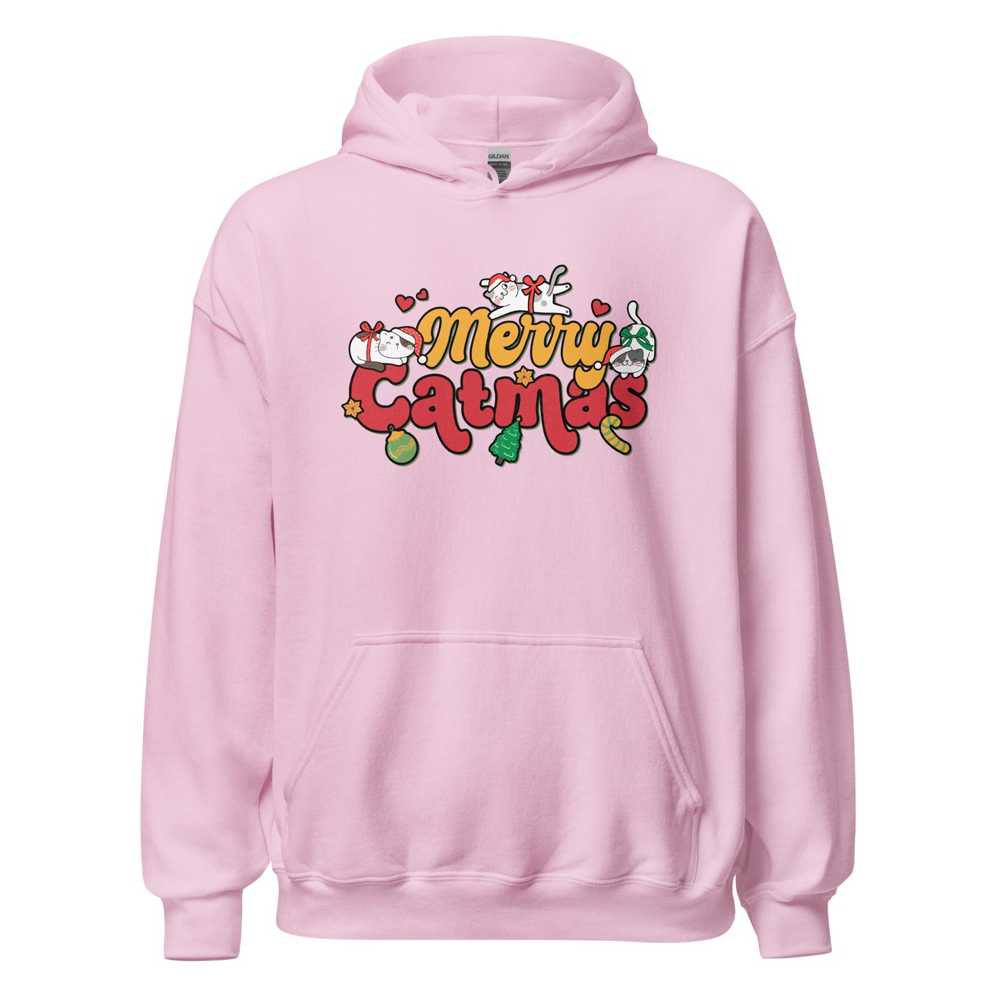 Merry Catmas Cat Mom Dad Holiday Xmas Unisex Light Hoodie