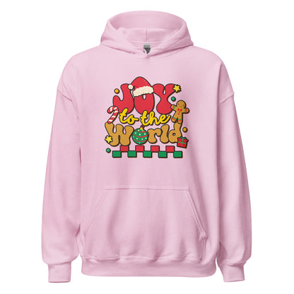 Joy To The World Santa Hat Joyful Christmas Unisex Light Hoodie