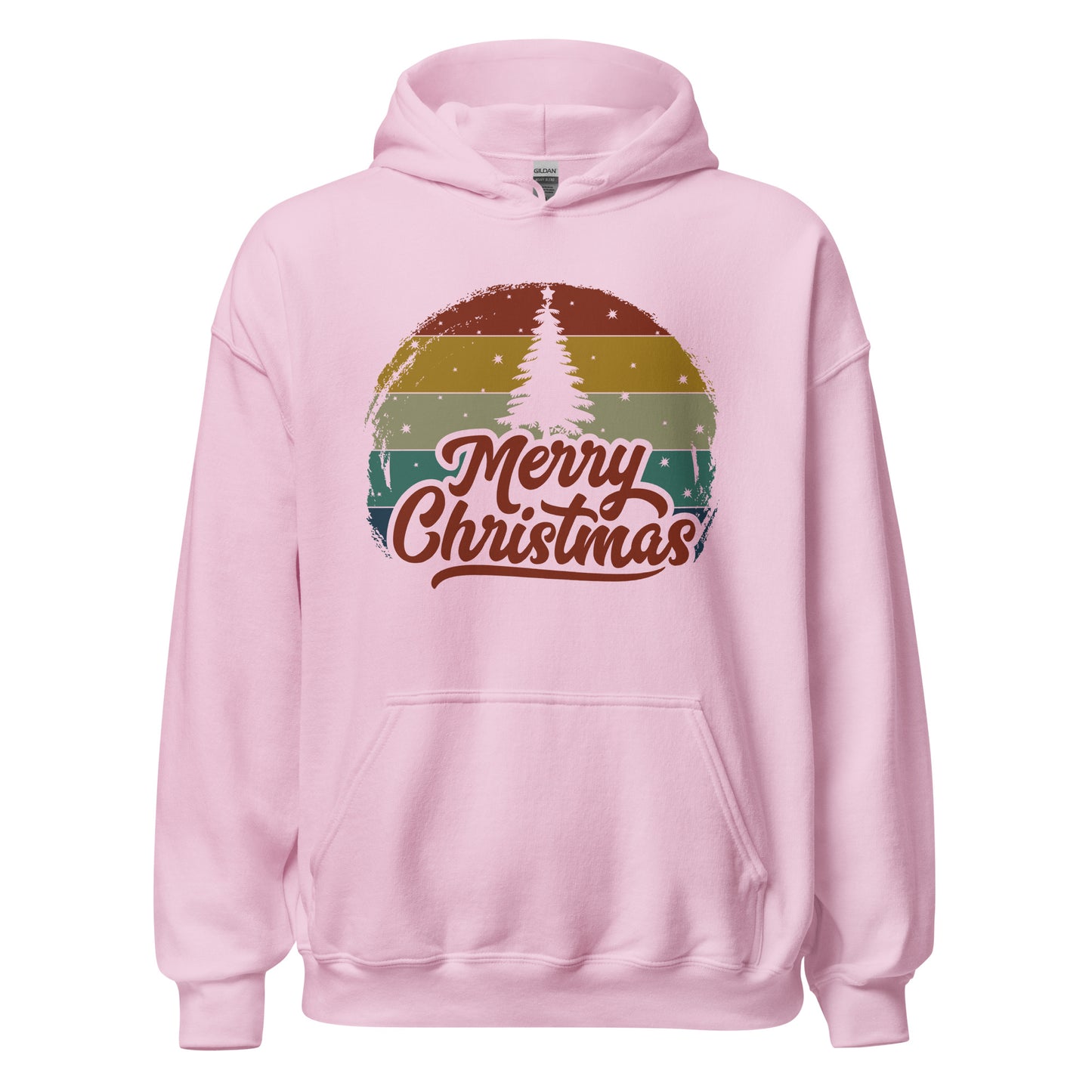 Retro Merry Christmas Holiday Tree Xmas Unisex Light Hoodie