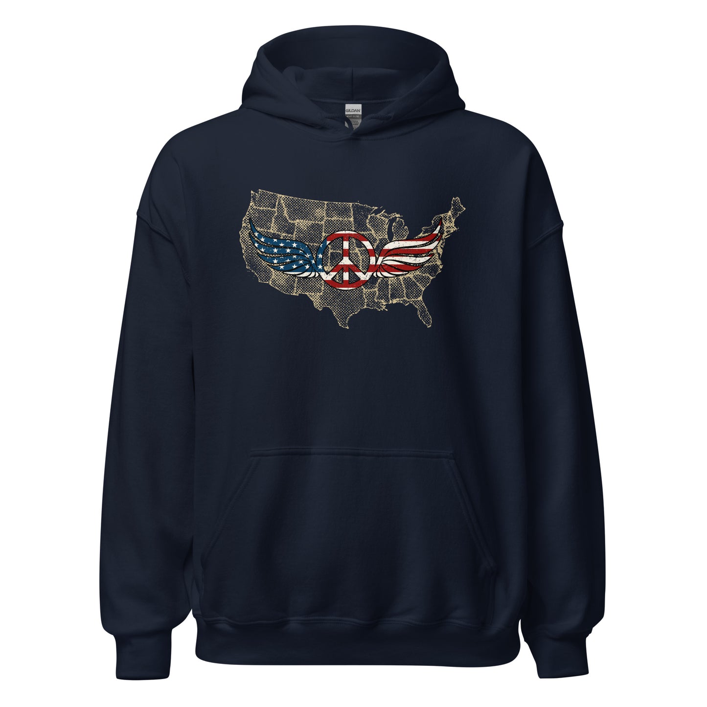 Stars And Stripes Peace Wings Sign Patriot Unisex Dark Hoodie