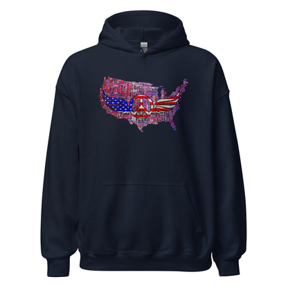 Military Patriotic Distressed USA Flag Graphic Unisex Dark Hoodie