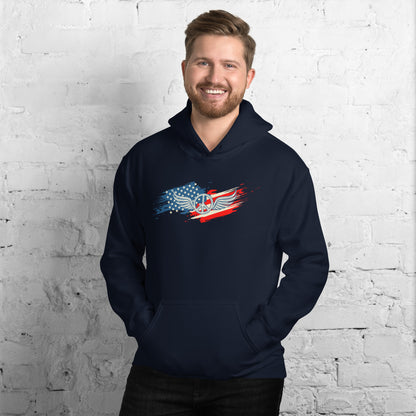 American Flag Fading USA Veteran Vintage Unisex Dark Hoodie