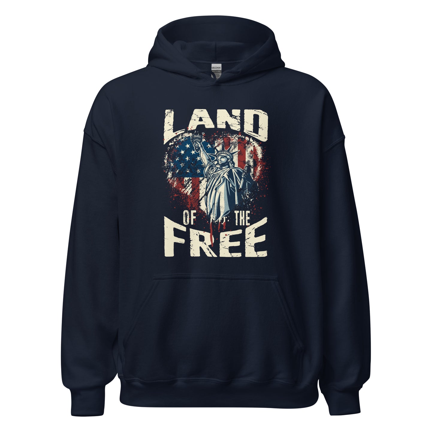 Vintage America Land Of Free Flag Statue Of Liberty Unisex Dark Hoodie