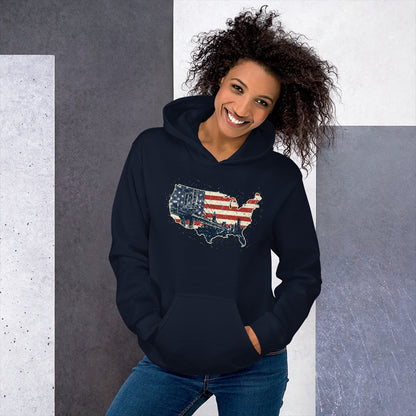 Vintage New York America Flag Patriot Military Unisex Dark Hoodie