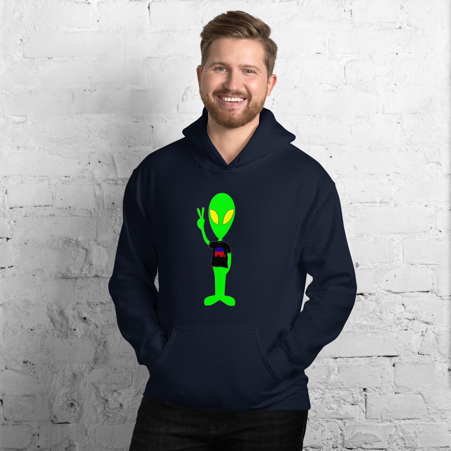 Alien Peace Sign Elephant Republican Unisex Dark Hoodie