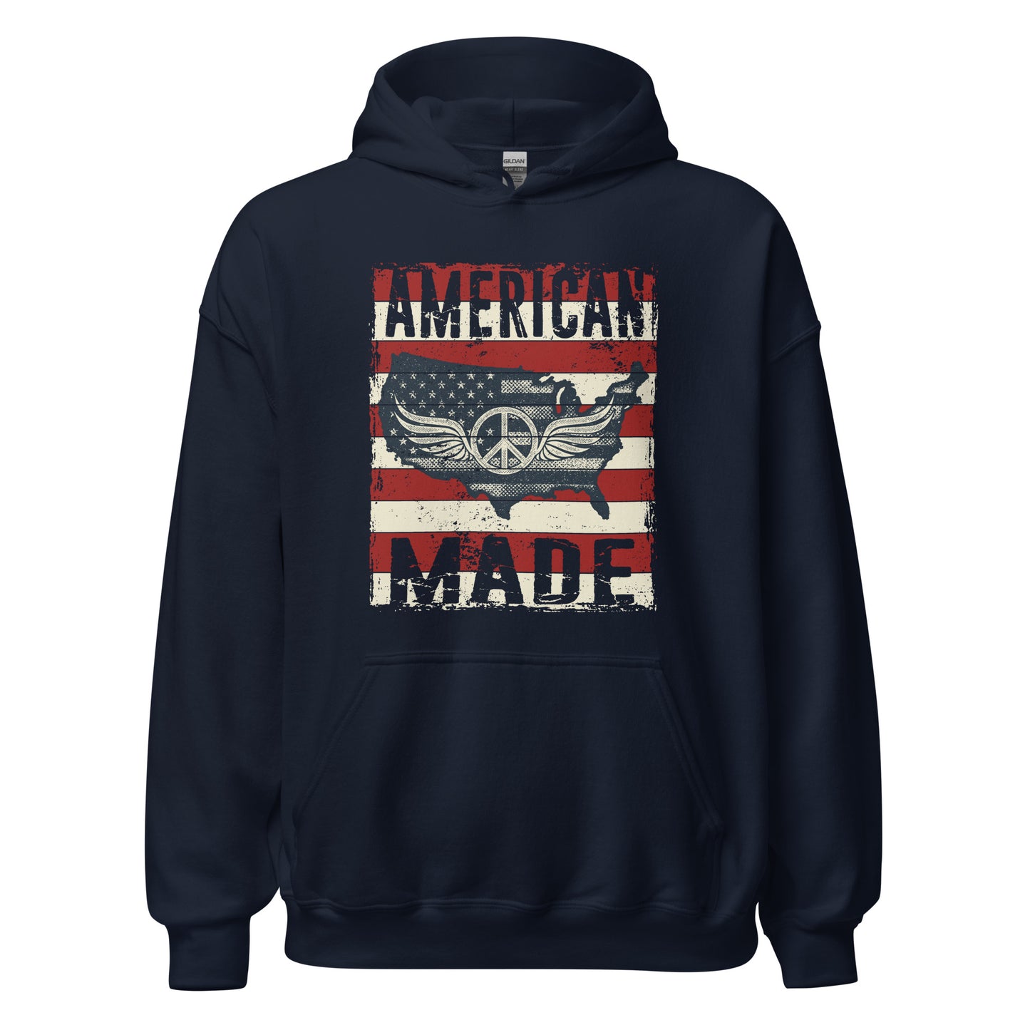 Patriot Distressed American Made USA Flag Military Unisex Dark Hoodie