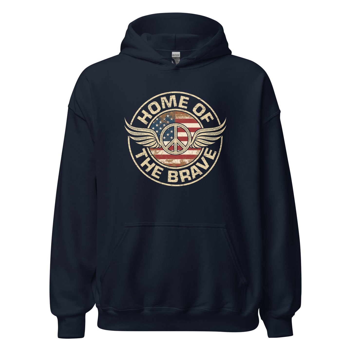 Home Of The Brave Vintage Military Veteran Unisex Dark Hoodie