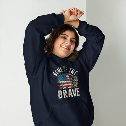 Vintage Military Patriot Home Of The Brave Unisex Dark Hoodie