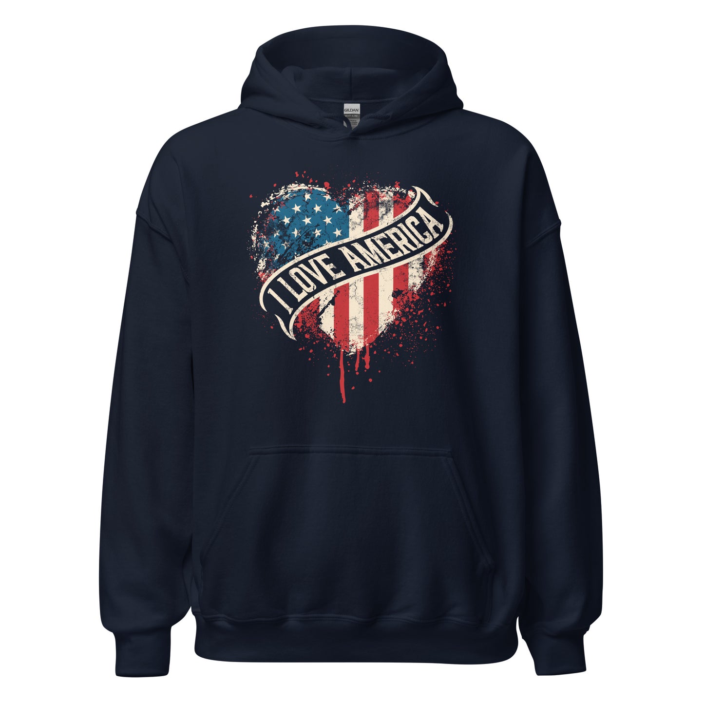 I Love America Vintage USA Map Unisex Dark Hoodie