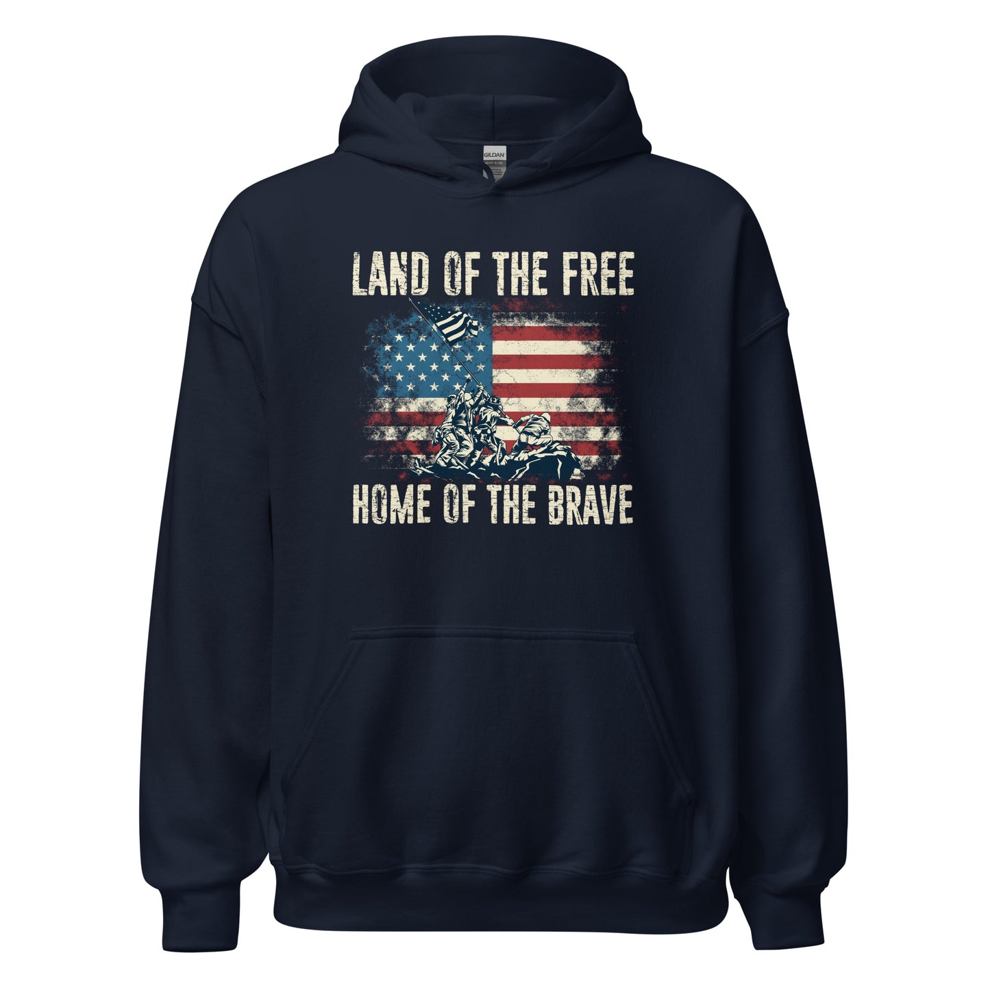 Vintage Land Of The Free Home Of The Brave Unisex Dark Hoodie