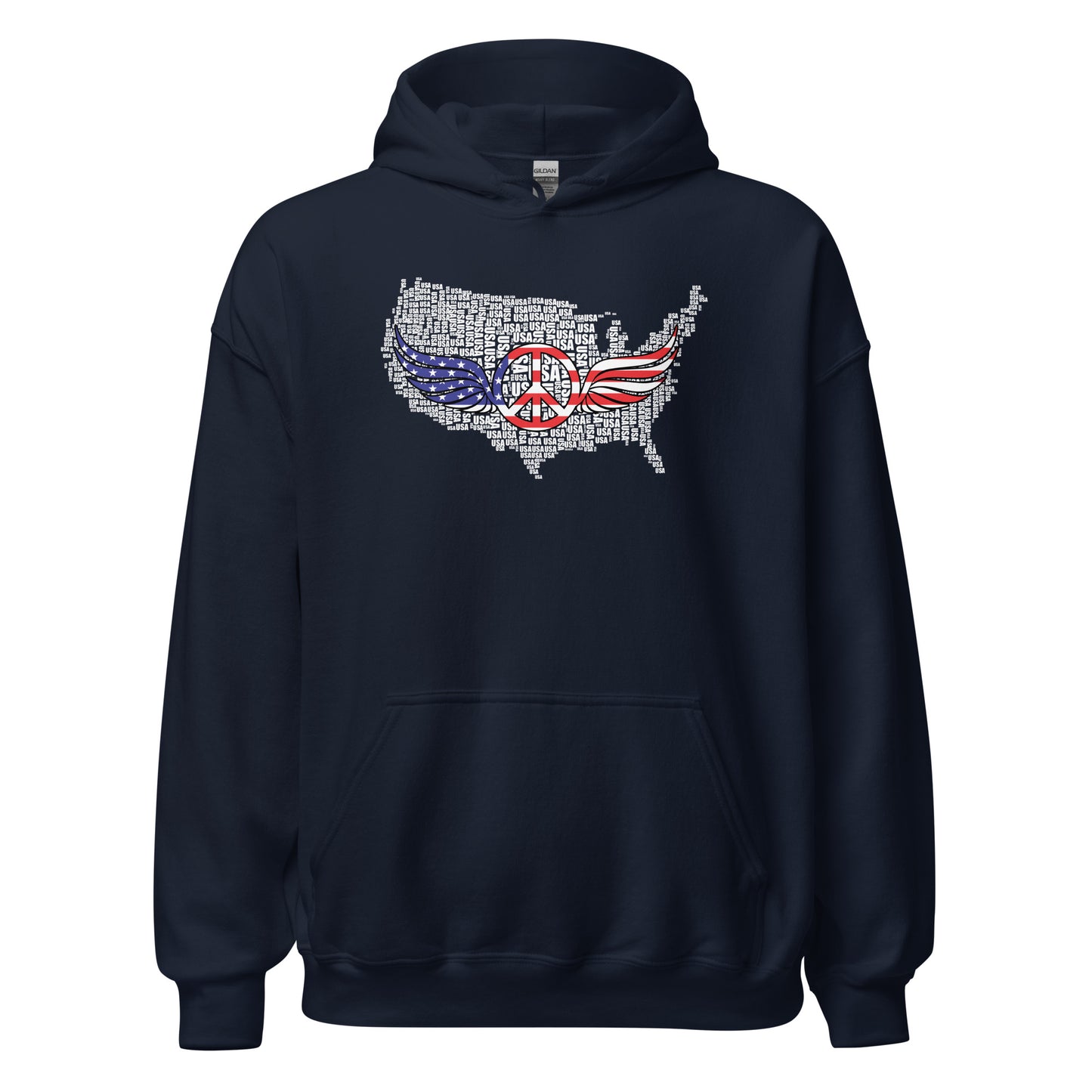 American Flag Peace Symbol Wings Unisex Dark Hoodie