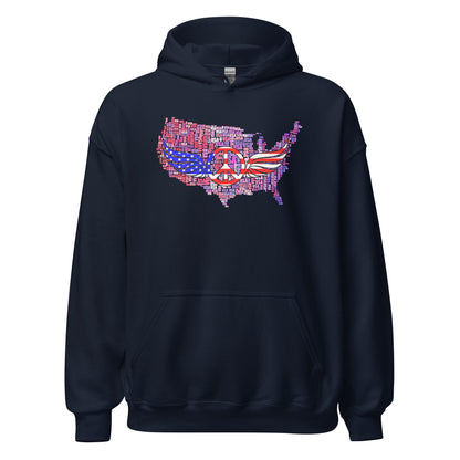 We The People Peace Wings Signs USA Map Unisex Dark Hoodie