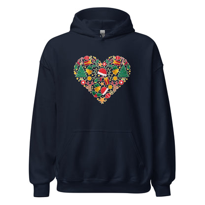 Christmass Heart I Love Christmass Unisex Dark Hoodie