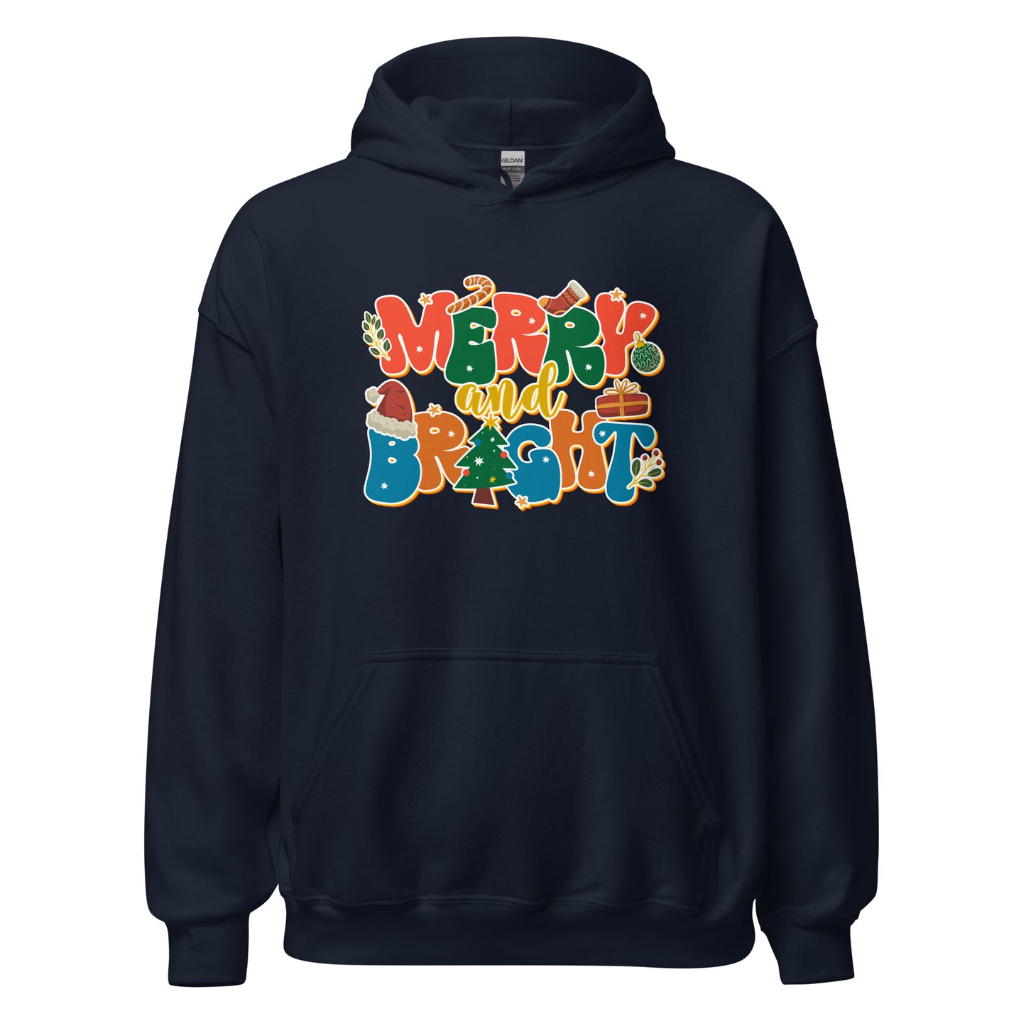 Merry and Bright Joyful Merry Christmas Unisex Dark Hoodie