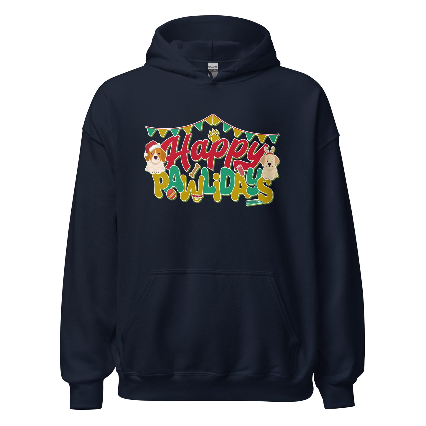 Happy Pawlidays Dog Mom Dad Christmas Unisex Dark Hoodie