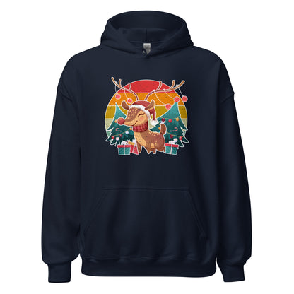 Christmas Vintage Reindeer Classic Winter Unisex Dark Hoodie