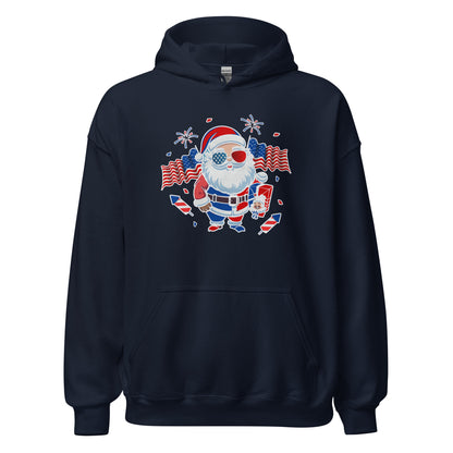 Patriotic Santa Claus USA Military Veteran Xmas Unisex Dark Hoodie