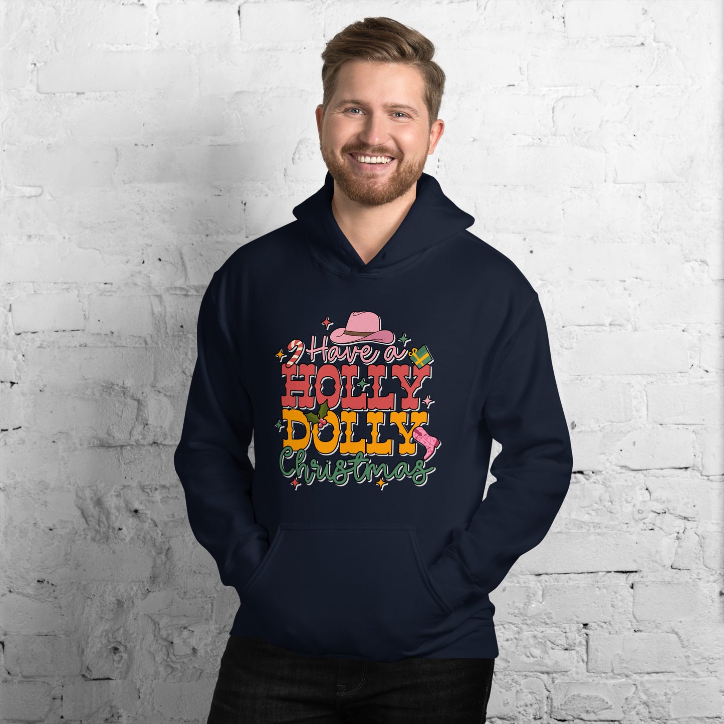 Have A Holly Dolly Christmas Western Christmas Unisex Dark Hoodie