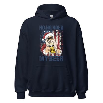 Ho Ho Hold My Beer Christmas In July Unisex Dark Hoodie