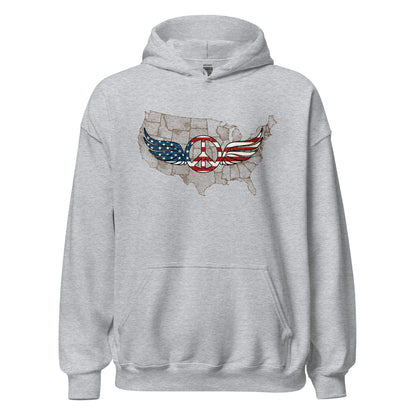 Stars And Stripes Peace Wings Sign Patriot Unisex Light Hoodie