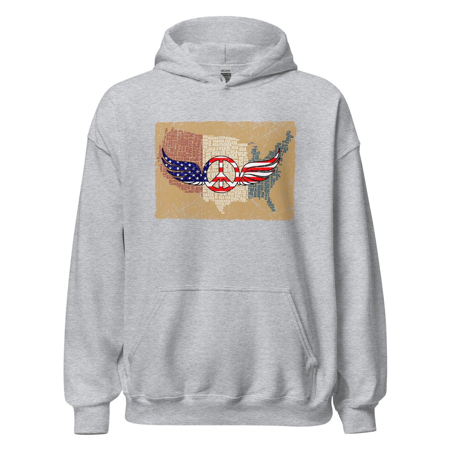 Vintage Red White Blue Peace Wings Symbol Unisex Light Hoodie