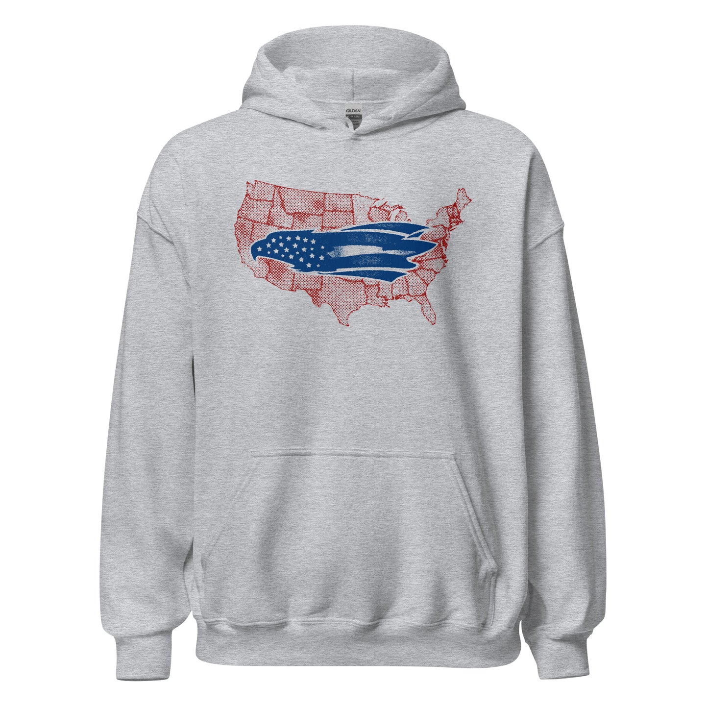 Veterans Gift Patriotic American Eagle USA Map Unisex Light Hoodie