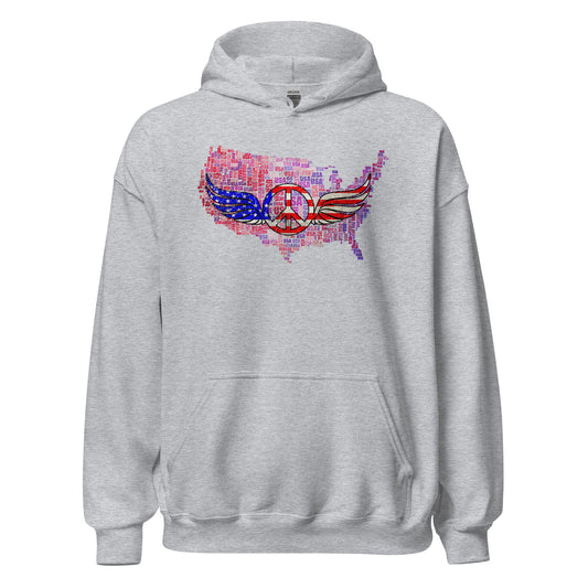 Military Patriotic Distressed USA Flag Graphic Unisex Light Hoodie