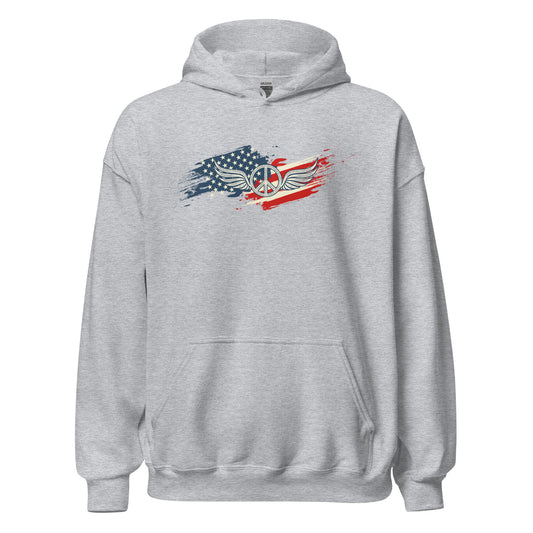 American Flag Fading USA Veteran Vintage Unisex Light Hoodie