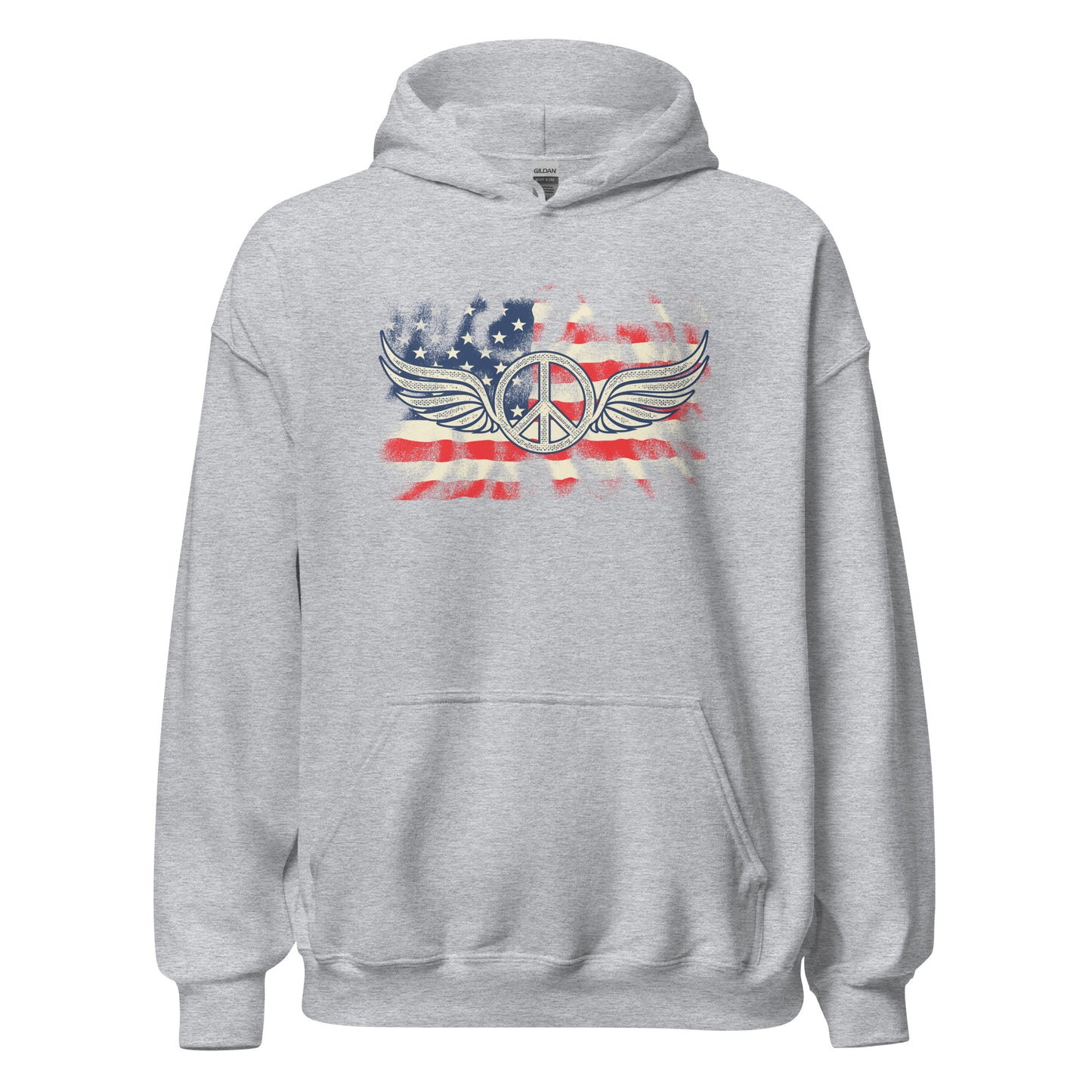 Military American Patriots Distressed Peace Sign Unisex Light Hoodie