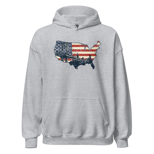 Vintage New York America Flag Patriot Military Unisex Light Hoodie