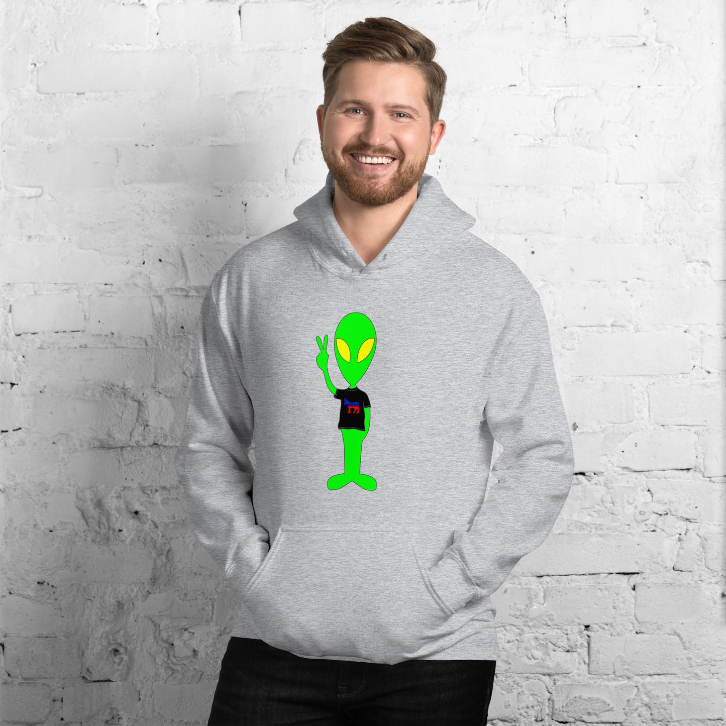 Donkey Liberal Democrats Alien Peace Sign USA Unisex Light Hoodie