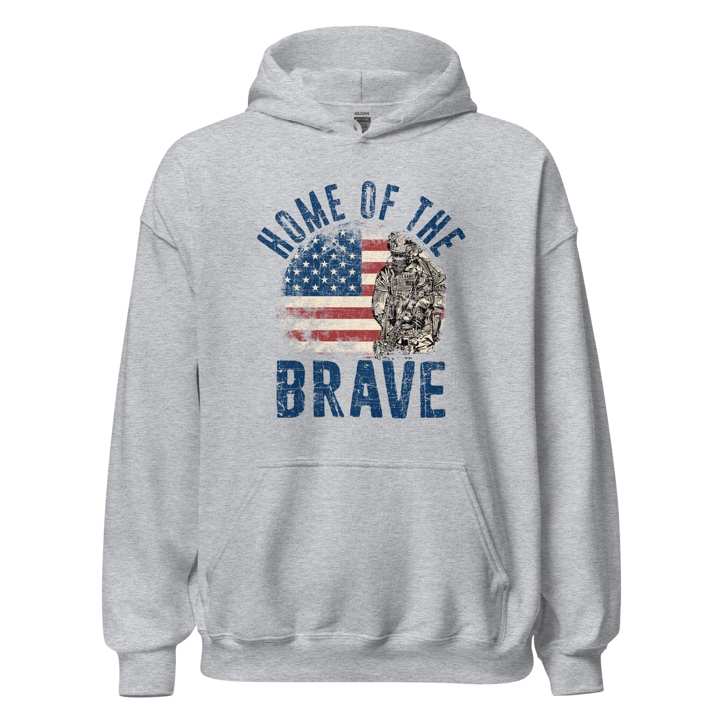 Vintage Military Patriot Home Of The Brave Unisex Light Hoodie