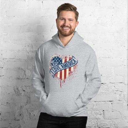 I Love America Vintage USA Map Unisex Light Unisex Hoodie