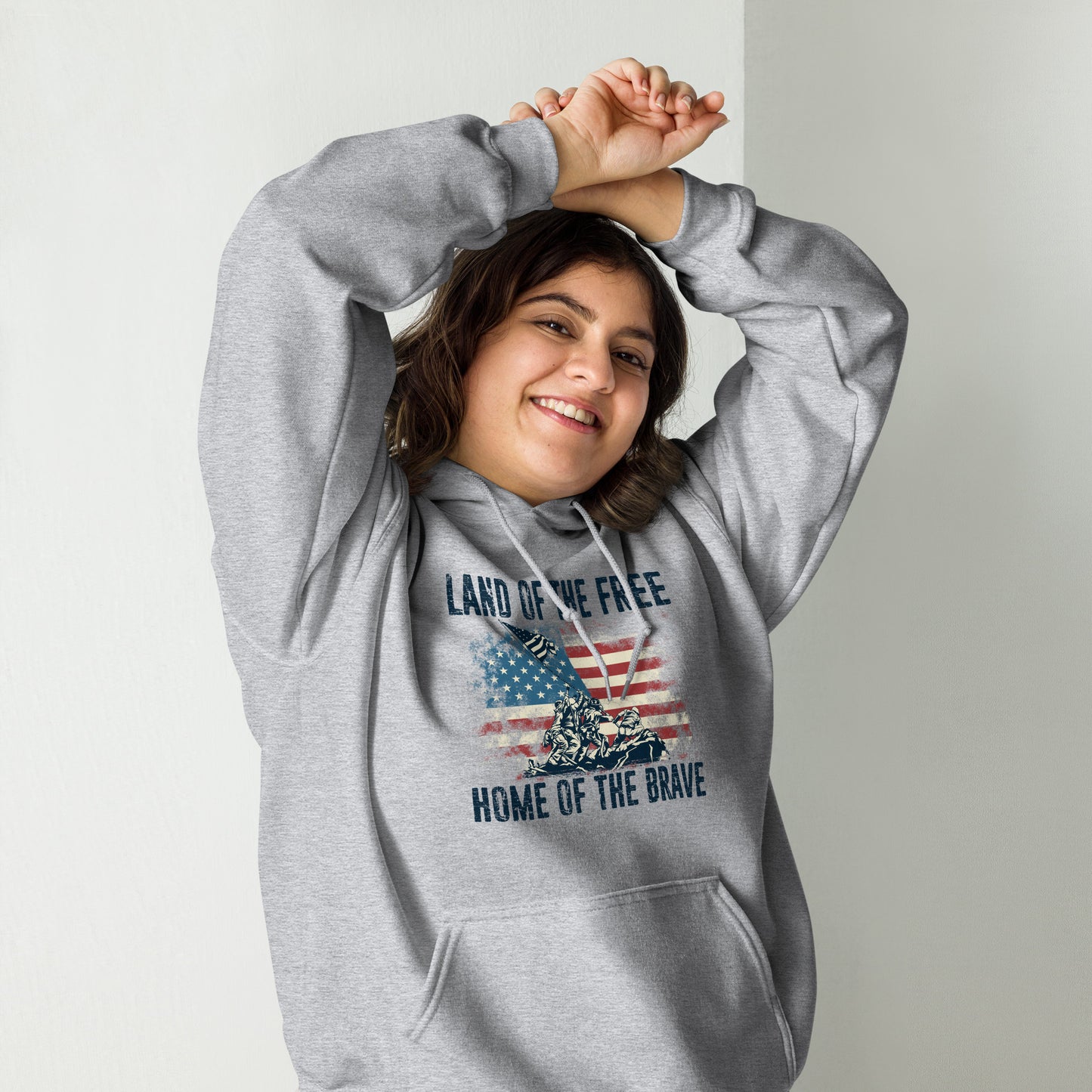 Vintage Land Of The Free Home Of The Brave Unisex Light Hoodie