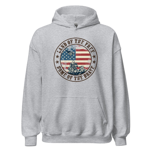 Land Of The Free Home Of The Brave Military Patriot Unisex Light Hoodie