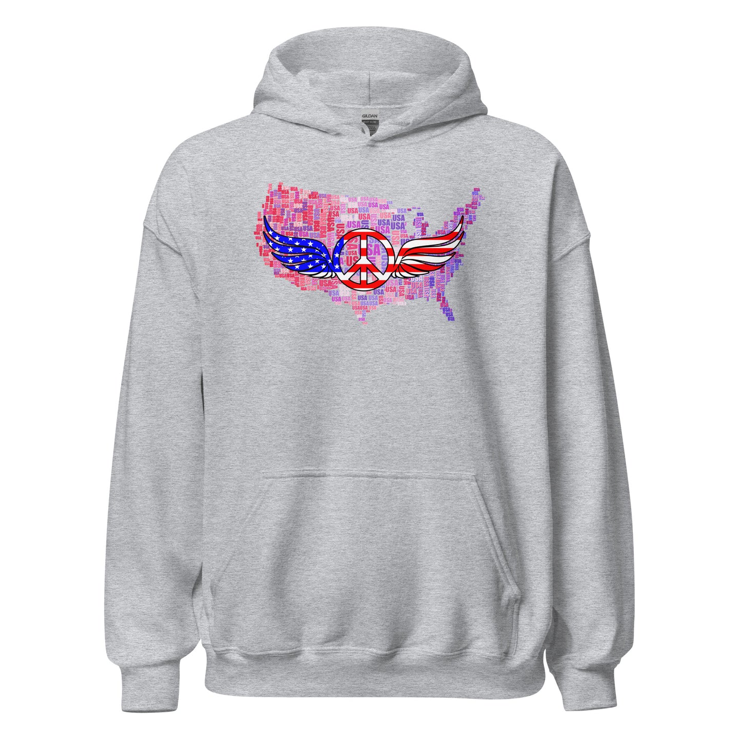 We The People Peace Wings Signs USA Map Unisex Light Hoodie