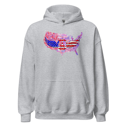 We The People Peace Wings Signs USA Map Unisex Light Hoodie