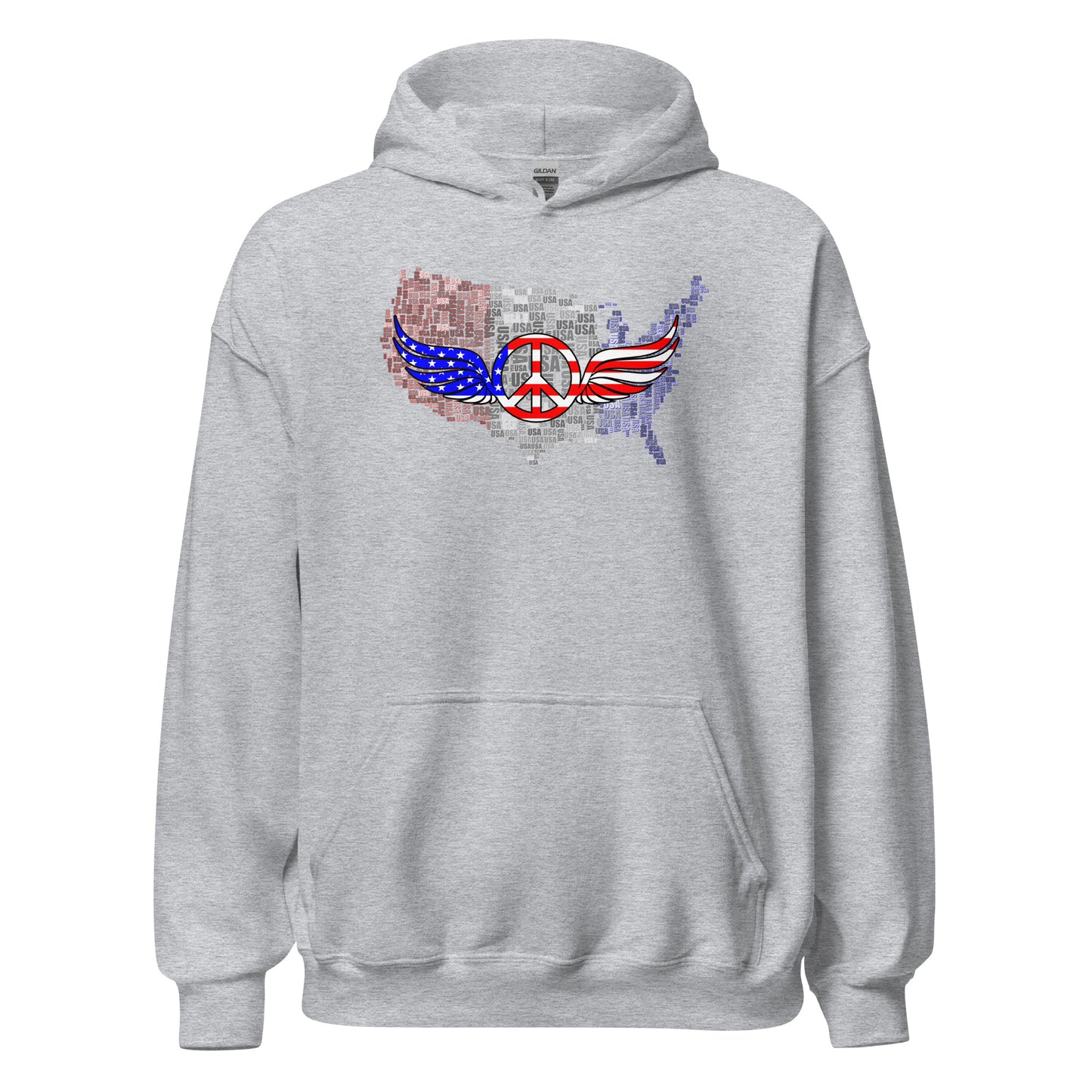 Patriotic T-Shirt USA Flag Peace With Wings Symbol Unisex Light Hoodie