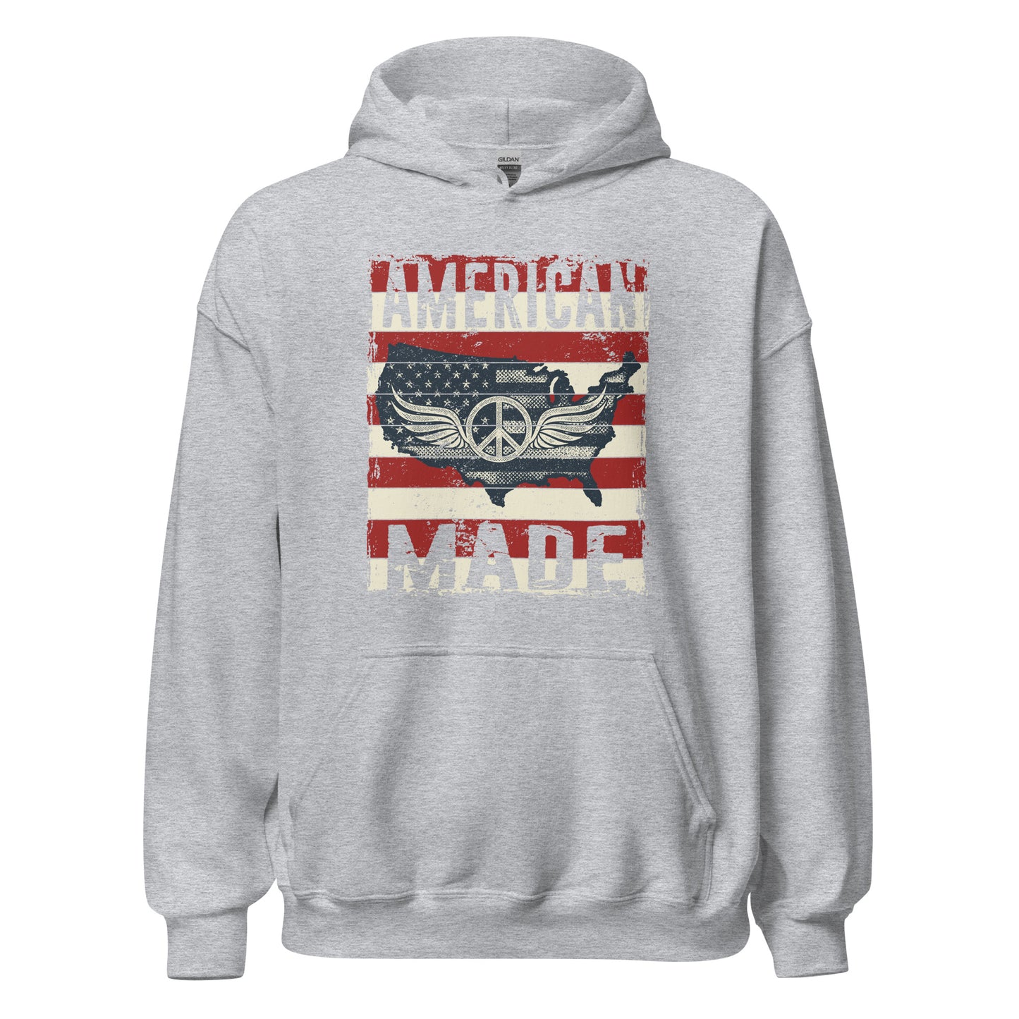 Patriot Distressed American Made USA Flag Military Unisex Light Hoodie