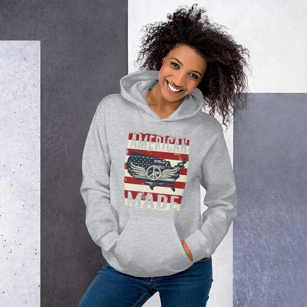 Patriot Distressed American Made USA Flag Military Unisex Light Hoodie